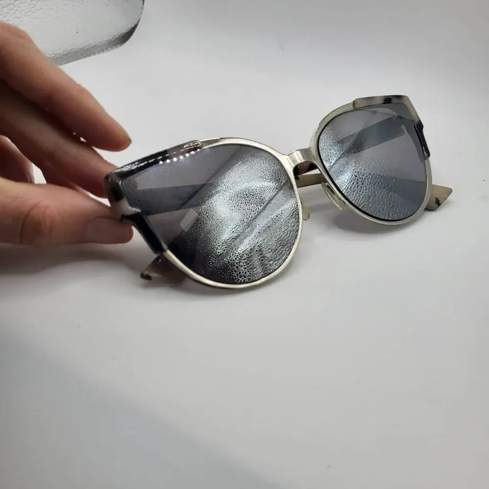 Mirrored Cat Eye Sunglasses with Marbled Frame
